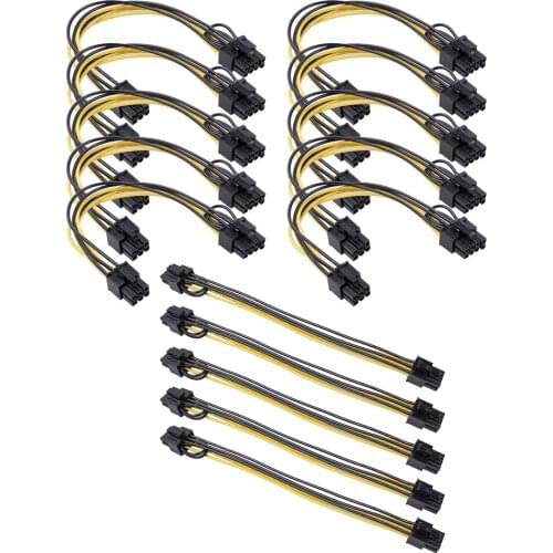 50/20cm PCI-Express PCIE 6 Pin To Dual 8 (6+2) Pin VGA Graphic Video Card Adapter Power Supply Cable Pci-e Power Cable