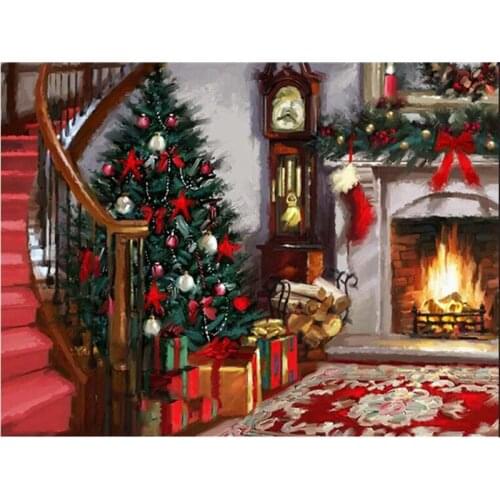 New Arrival 5D DIY Diamond Painting Christmas Tree Craft Kit Diamond Embroidery Landscape House Picture Of Rhinestone Wall Art