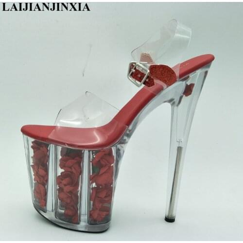 LAIJIANJINXIA Shoes Woman Sandals Wedding Large Size 20CM High Heel 10cm Platform Sandals Girls Posed Steel Pipe Shoes Summer