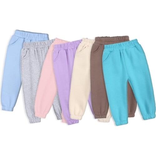 Spring Autumn Kids Pants Boys Solid Long Pants Girls Sports Casual Teen Trousers Elastic Waist Children Clothes For 12M-13yrs