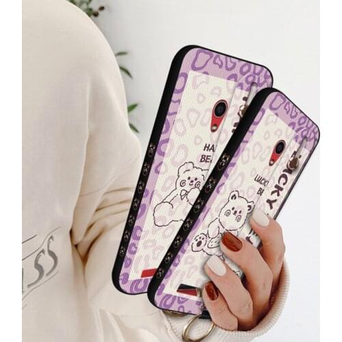 Cute Bear Side Painted Case For Asus Zenfone Max Pro M2 ZB631KL ZB633KL Luxury Wristband Back Cover For Asus 5Z ZE620KL ZS620KL