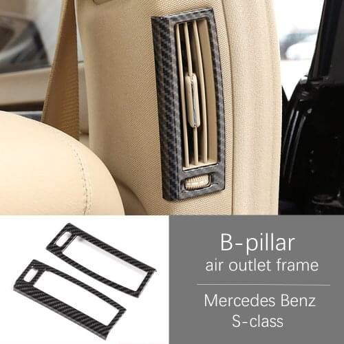 For Mercedes Benz S Class W221 2008-2012 ABS Silver/Carbon Fiber Texture B-pillar Air Outlet Frame Trim Stickers Car Accessories