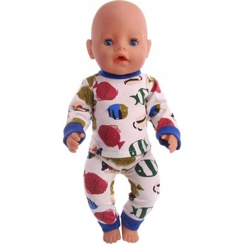 Cute Fish Pattern Homewear Pajamas Set Wear fit 18inch Doll& 43cm - doll clothes accessories