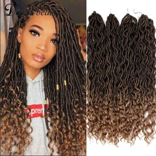 Doris Beauty Bohemian Goddess Faux Locs Crochet Braiding Synthetic Curly Ombre Crochet Hair Extensions