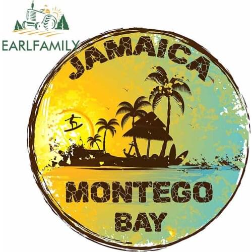 EARLFAMILY 13cm x 12.7cm for Retro Montego Bay Jamaica Personality Car Stickers Laptop Decal Trunk Refrigerator Car Assessoires
