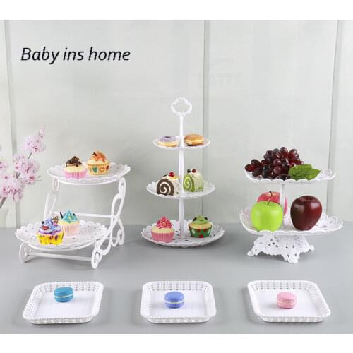 European Tray Holiday Party Three-layer Fruit Plate Dessert Candy Dish Cake Stand Self-help Display Home Table Decoration Trays