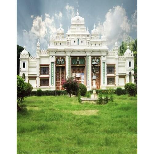 Lawn Tree White Castle Photography Backdrops Photo Props Studio Background 5x7ft