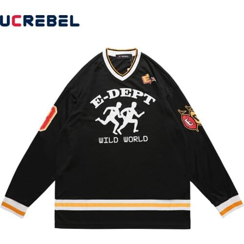 Print Breathable Mesh Long Sleeve T-shirt Mens Autumn Contrast Paneled Sports V-neck Tee Loose Casual Tshirt Men