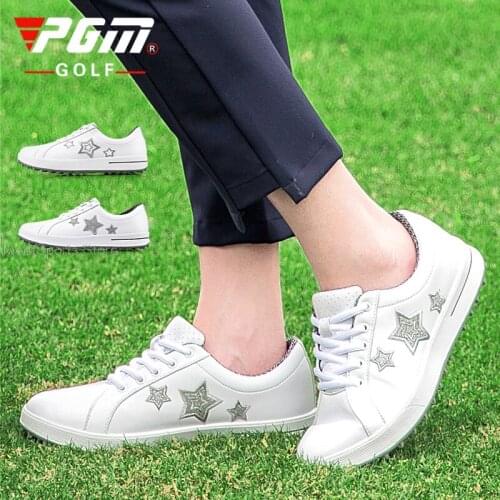 Pgm Women Lightweight Golf Shoes Breathable Fashion Small White Shoes Non-Slip Waterproof Lace Up Golf Sneakers Korean Style