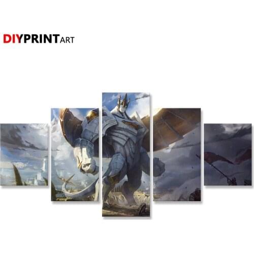LoL Glant Galio Victor Maury 5 Panels Modern Art Picture Paintings on the Wall A2257