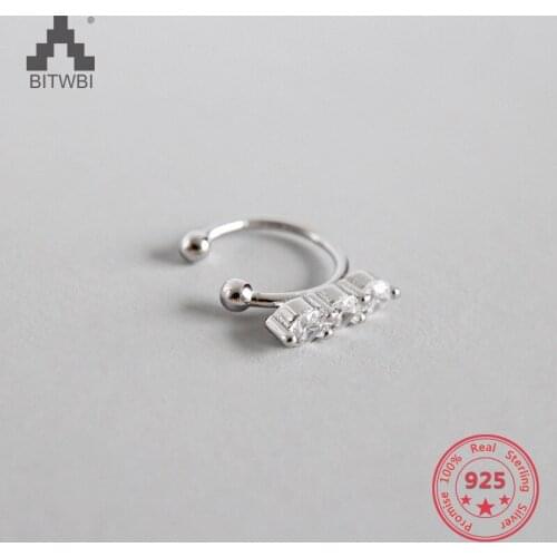 Fashion 925 Silver Zircon Ear Clip With no Pierced Clip Earrings Ear Cuffs for Women Punk Charm Bijoux