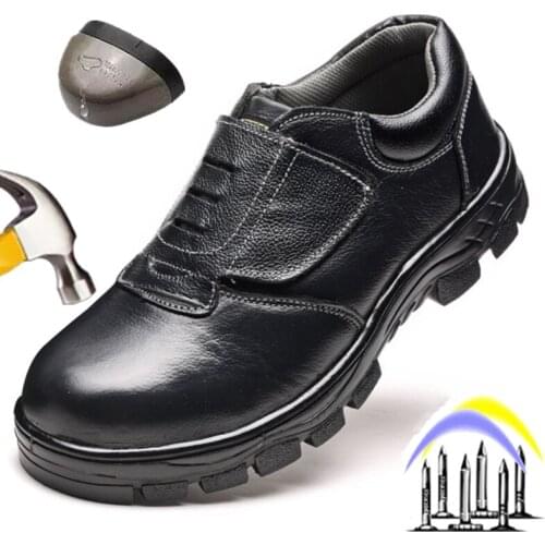 Men Safety Shoes Work Boots leather safety Shoes Steel Toe Working Boots Breathable Men Construction Protective Puncture Proof