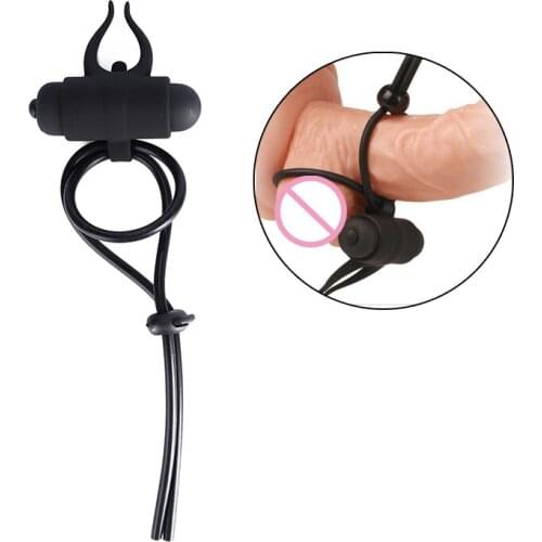 Male Adjustable Vibrating Penis Ring Rope Adult Sex Toys Scrotum Cock Rings Cockring for Men Delayed Ejaculation Lasting Product