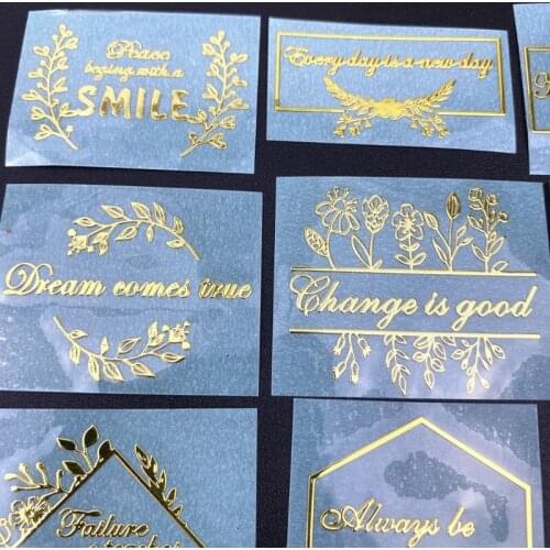 Epoxy Flower Series Blessing Sticker Gold-plated Peel-off Sticker for DIY Crafts