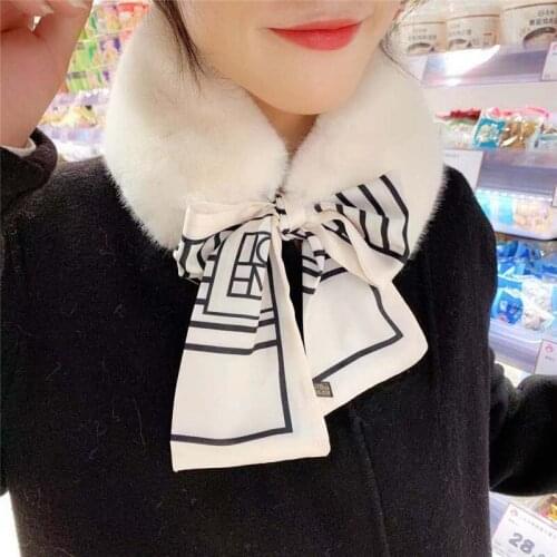 2021 New Women Korean Style Faux Fur Scarf Chic Super Soft Winter Wool Scarf Shawl Elegant Neck Warmer Vogue Scarves Warm Collar