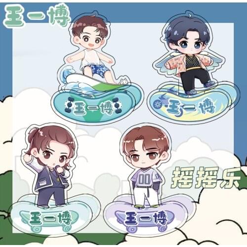 New Wang Yibo Shake Star Idol Transparent Acrylic Bu Dao Weng Bo Jun Yi Xiao Cartoons Double Sided Stand Up Home Decor Ornaments