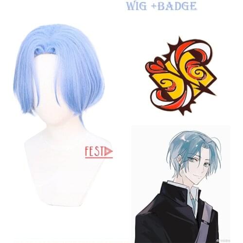 Anime SK8 The Infinity Langa Hasegawa Cosplay Wig SK Eight Badge Ranga Blue Short Heat-resistant Fiber Hair + Free Wig Cap Women
