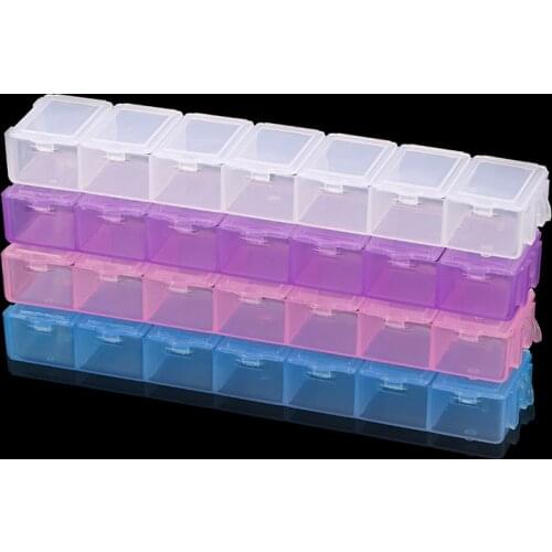 7 Slots Rectangle Plastic Jewelry Grids Compartment Plastic Storage Box Earring Bead Screw Holder Case for Display
