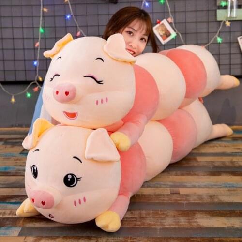 150cm Cute Soft Long Pig Pillow Plush Toys Stuffed Pause Office Nap Pillow Bed Sleep Pillow Home Decor Gift Doll for Kids Girl