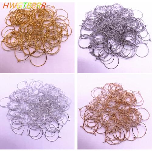 30pcs/lot 20 25 30 35mm Silver Gold Hoops Earrings Big Circle Ear Wire Hoops Earrings Wires For Jewelry Making DIY Supplies