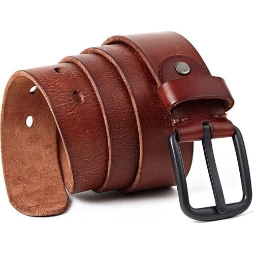 New 100% Cowhide Genuine Leather Belts for Men Brand Strap Male Pin Buckle Vintage Cowboy Jeans Cinturones Para Hombre