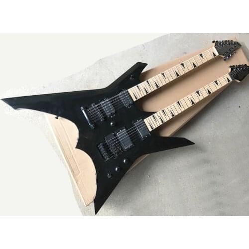 Factory Outlet-Two Colors 12+6 Strings Double Necks Electric Guitar with Maple Fretboard
