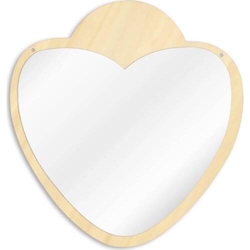 Handworked Loving Heart Shaped Wooden Back Acrylic Wall Mirror Wedding Nursery Kids Room Decor Artistical Valentine Mural Gift