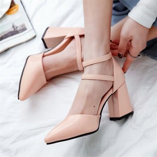 Comfort Gladiator Sandals Women Casual 2020 Summer Classic Girls Sandals Elegant Pointed Toe Pink Nude Party Office Shoes Female