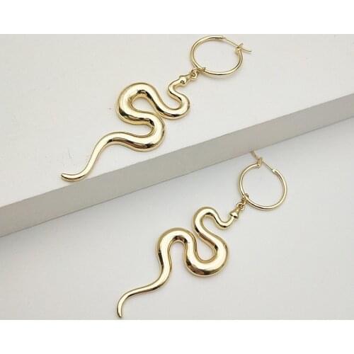 New Snake Long Earrings Gold Color Personality Dangle Earings for Women Vintage Animal Female Statement 2020 Fashion Jewelry