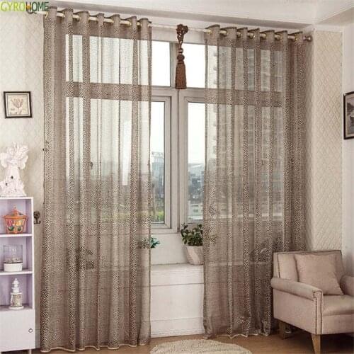Modern Polyester Printed Window Screen Modern Tulle Fashion Voile for Living Room and Bedrooms