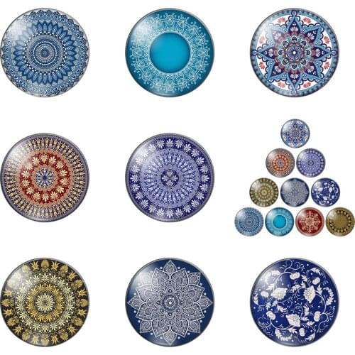 New Beauty Vintage Flowers Patterns Round Photo Glass Cabochon Demo Flat Back Making Findings Handmade DIY Accessories