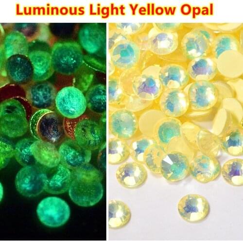 New Colors ss6 ss20 ss30 Luminous Yellow Opal Glass Crystal Non Hot Fix Flatback Nail Rhinestones Diamond for DIY Decorations