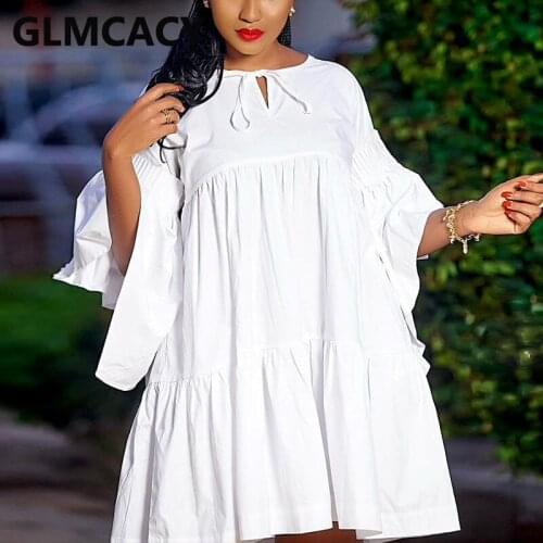 Loose Solid Dress Batwing Sleeve Casual Mini Dress