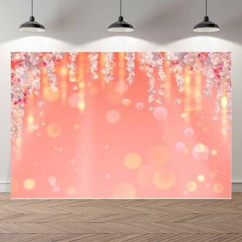 Thin Vinyl Spring Floral Petal Curtain Bokeh Kids Birthday Party Wedding Banner Photography Backdrop Photo Studio Background