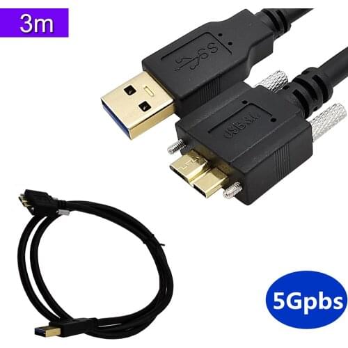 USB 3.0 A Male to Micro B Male with optional Screw Locking Cable 3m