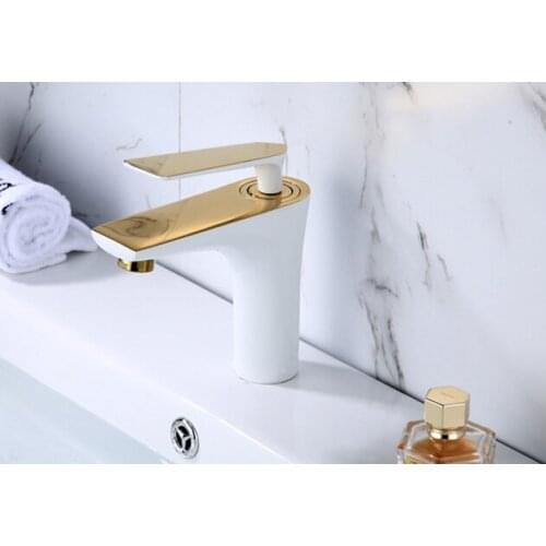 Basin faucet elegant bathroom faucet hot and cold water basin faucet chrome finish paint brass toilet sink water crane gold