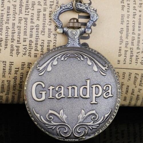 Vintage Retro Grandpa Quartz Pocket Watch with chain Bronze Necklace Top Unique Art Collectibles Gifts for Grandpa
