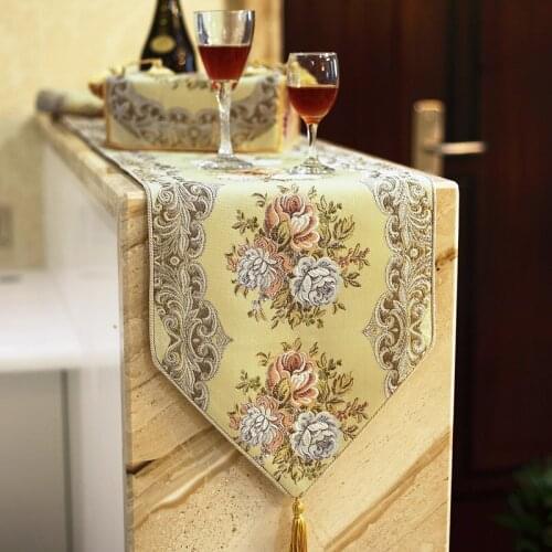 High grade fashion gold wire Embroidery Table runner European Rural Style Tablemat Nordic Side Cabinet Tea table flag