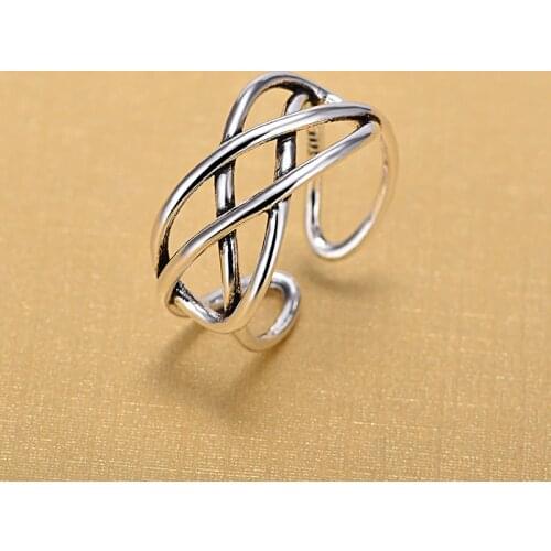 925 Sterling Silver Open Rings For Women Original Handmade Sterling Silver Multi-layer Winding Twist Hollow Rings Jewelry