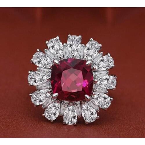 Vintage 925 Sterling Silver High Carbon Diamonds Ruby Rings For Women Luxury Gemstone Wedding Engagement Fine Jewelry Wholesale