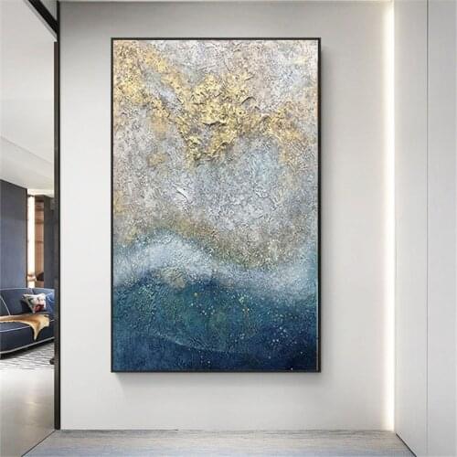 100% Hand Painted Oil Painting Shining Starry Sky View Modern Wall Art Abstract New Hanging Canva Painting for The Living Room