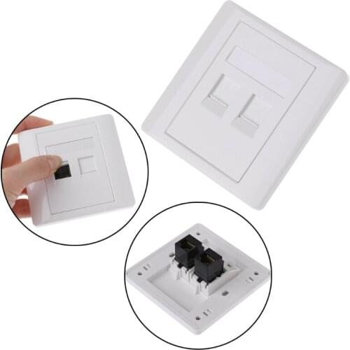 2 Ports CAT5 RJ45 Network Wall Plate With Female To Female Connector