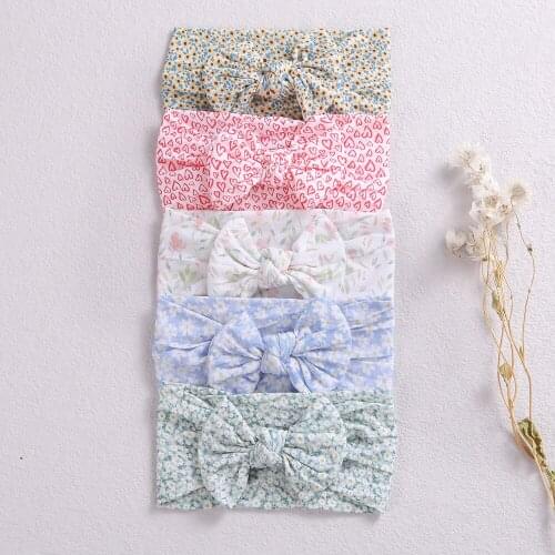 20 Pcs/Lot, 15 cm Fruit Prints Nylon Headbands Spring Summer Floral Bows Wide Nylon Turban Headband,Children Girls Head wraps