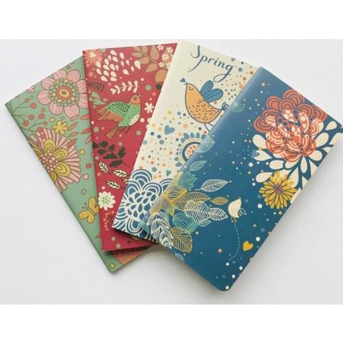24 Sheets Elegant Birds & Flowers Blanket Notebook Writing Diary Book Student Stationery School Office Supply