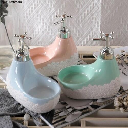 400ml Creative Bathtub Shape Ceramic Liquid Soap Dispenser Multifunction Portable Hand Soap Dispenser Bottle Bath Accessories