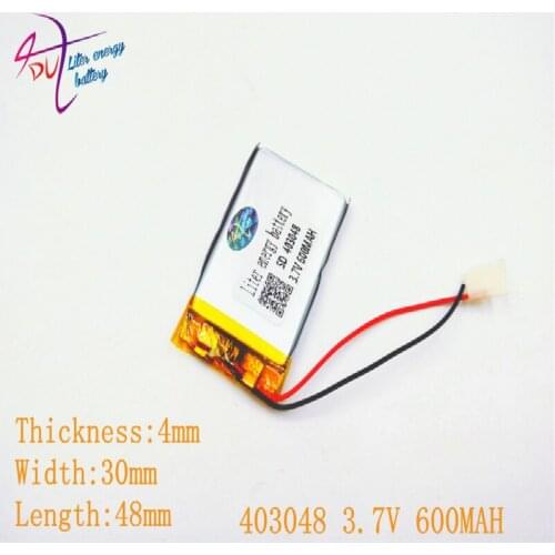 5pcs 3.7V 600mah 403048 403050 Lithium Polymer Li-Po Rechargeable Battery For Mp3 MP4 GPS bluetooth ebooks power bank