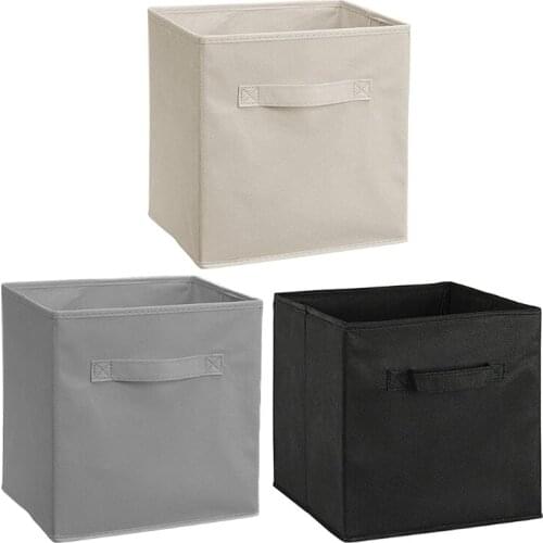 Household Foldable Storage Box Non-Woven Cloth Collapsible Basket Sundries Container Organizer Cube Bin with Handles