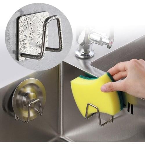 Stainless Steel Sponge Holder Punch-Free Steel Ball Rag Storage Rack Storage Wall Hanger Kitchen Bathroom Accessories Organizer