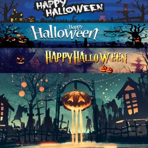 Home Decoration Outdoor Halloween Banner Pull Flag Decorations Celebrate Foldable Hanging Decor Porch Background Supplies Signs