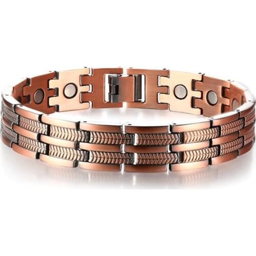 Mens Elegant Pure Copper Magnetic Therapy Link Bracelet Pain Relief for Arthritis and Carpal Tunnel Male Jewelry